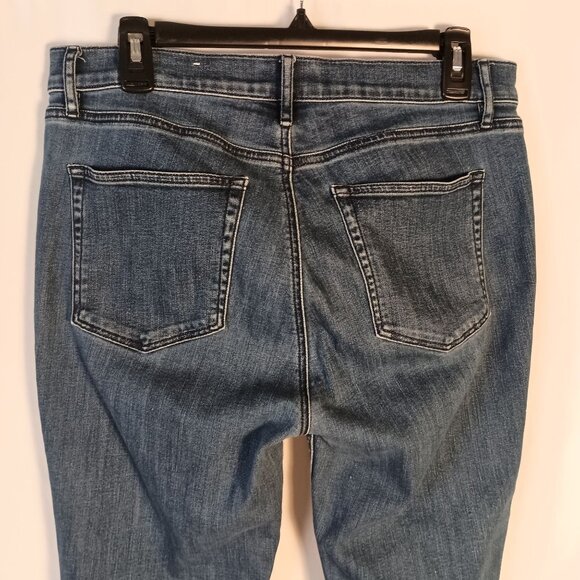 LOFT High Rise Skinny Jeans Size 12 Modern Fit 3 Button Hem Dark Wash - Picture 7 of 9
